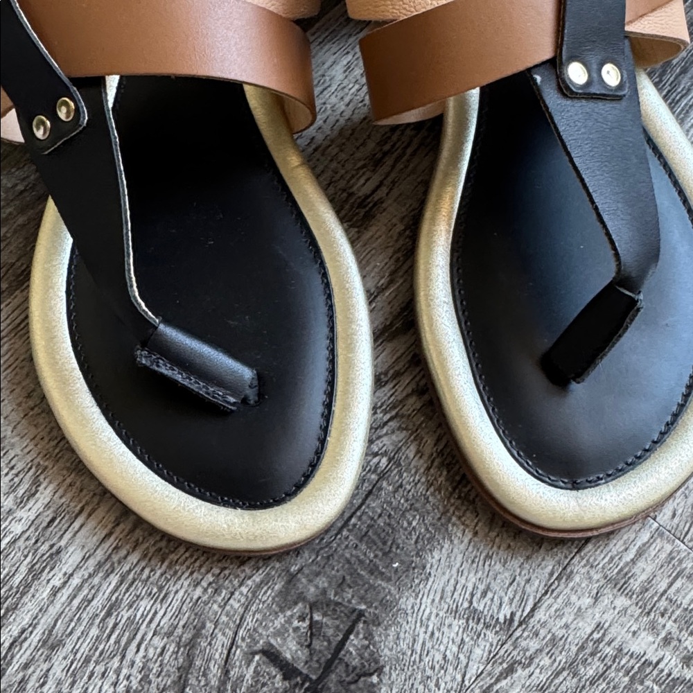 Massimo Matteo Tan, Black & Gold Accent Women’s Strap Sandals - Picture 6 of 6